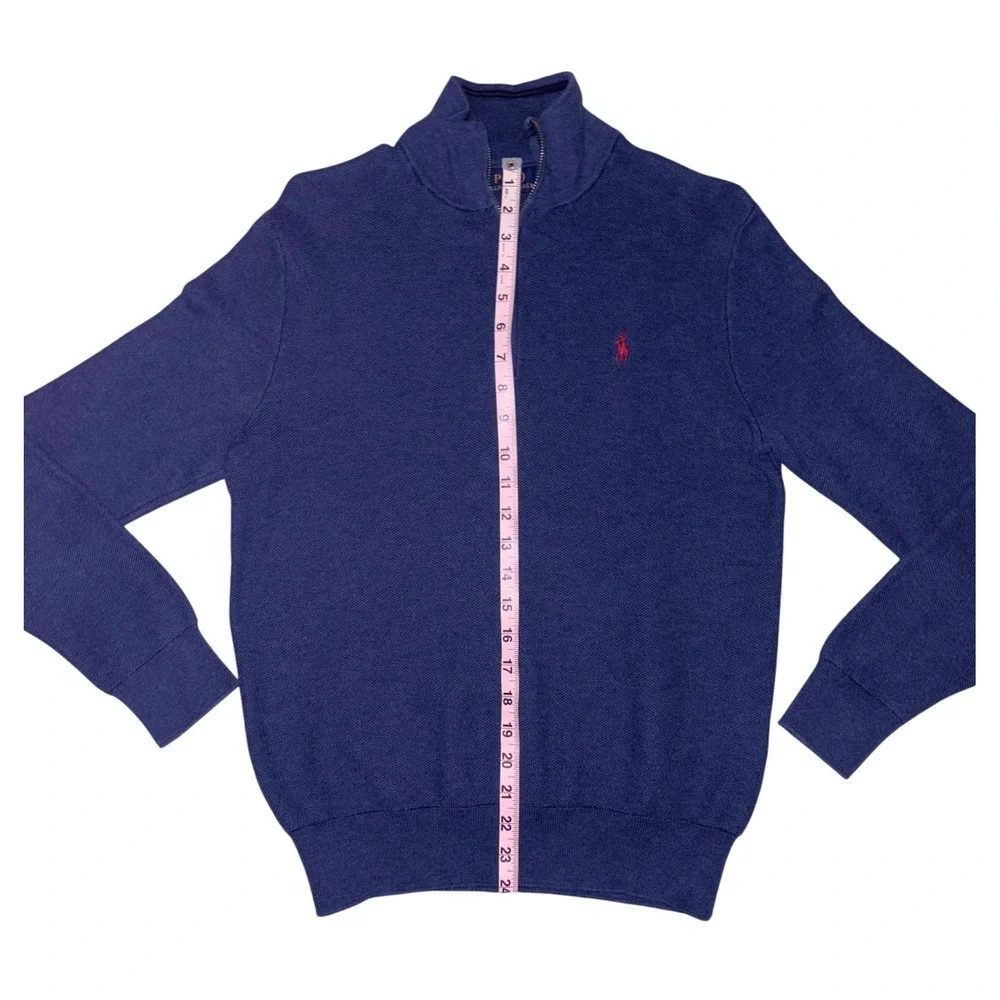 Polo Ralph Lauren Quarter Zip Navy Blue Textured Sweater Mens Size Medium